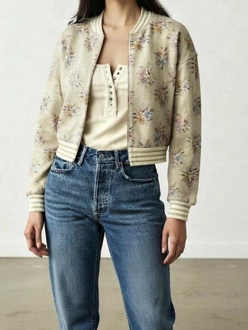 New without tag Anthropologie Maeve Floral Lurex Bomber Jacket